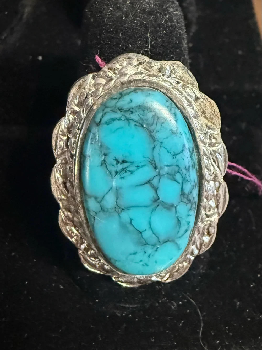 Turquoise Stone Silver-Trim Ring - Blue Turquoise Women's Jewelry